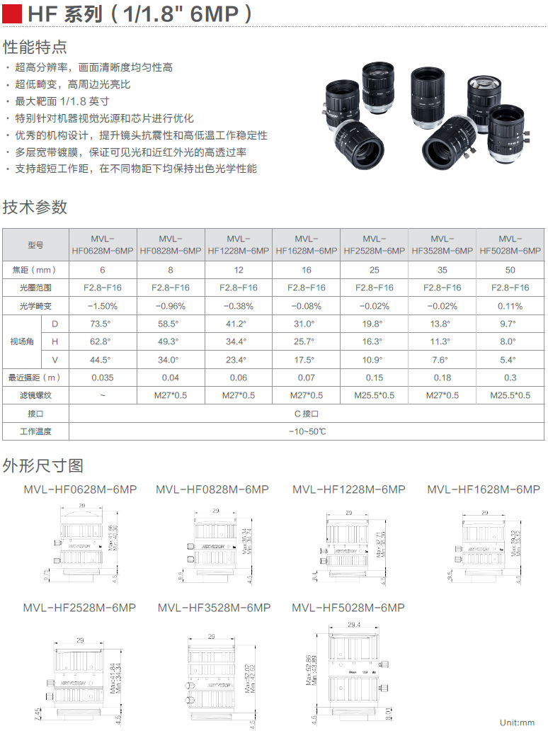 HF系列（1/1.8＂6MP）