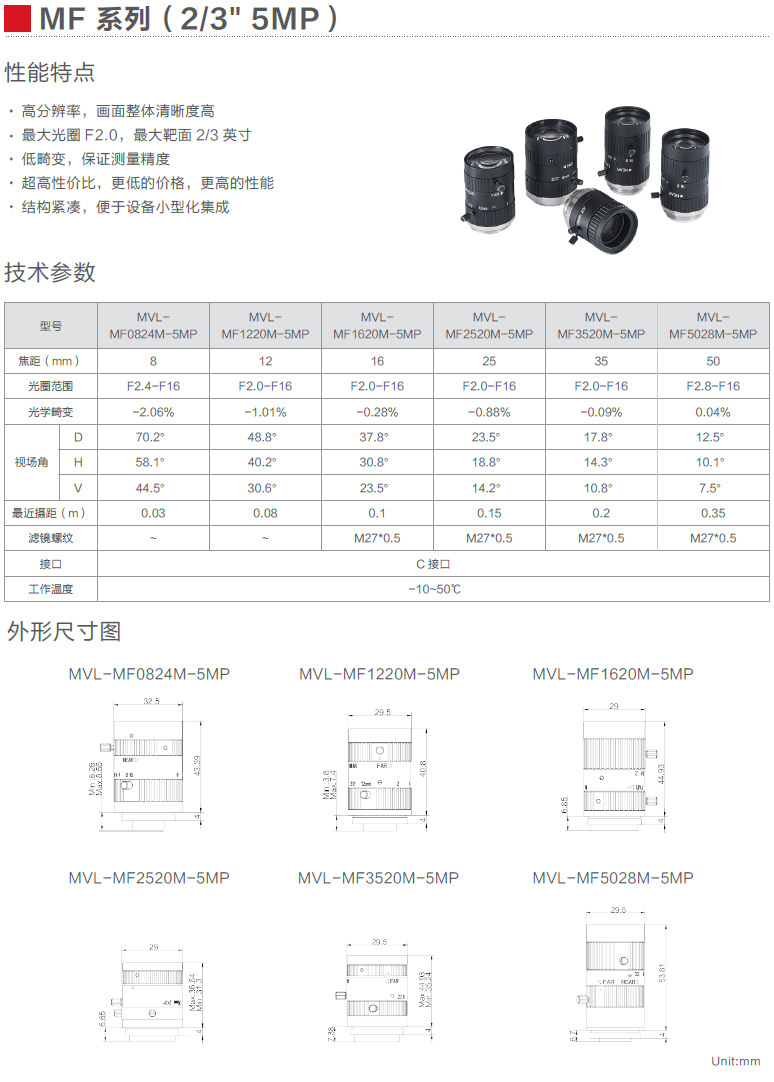 MF 系列（2/3＂5MP）